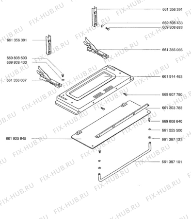 Взрыв-схема плиты (духовки) Aeg 5731V-W - Схема узла H10 Grill door assy